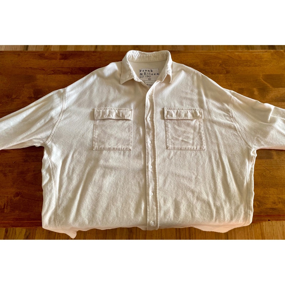 Frank & Eileen McLoughlin Oversized Vintage White Flannel Shirt Jacket M L - Picture 3 of 12